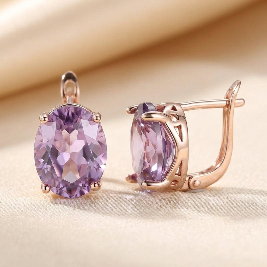 Pendientes de amatista y oro rosa
