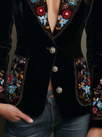 María - Blazer Bordado con Estampado Floral Multicolor