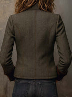 Dolores - Blazer de Sarga con Ribete en Contraste
