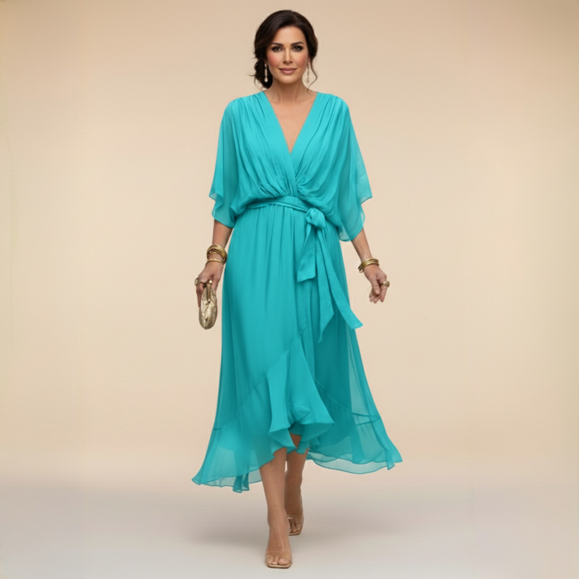 Valentina Monroe Chiffon V-Neck Dress