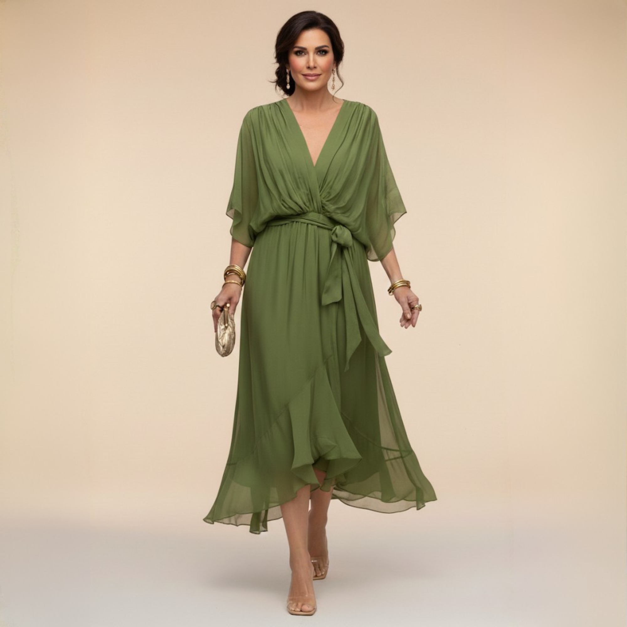 Valentina Monroe Chiffon V-Neck Dress