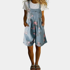 Judy | Denim lavado vintage con sensación de algodón suave overol floral