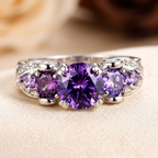 Anillo vintage de plata y amatista