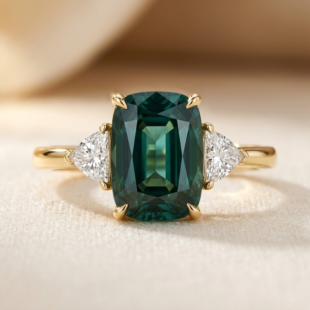 Anillo solitario de oro con esmeralda