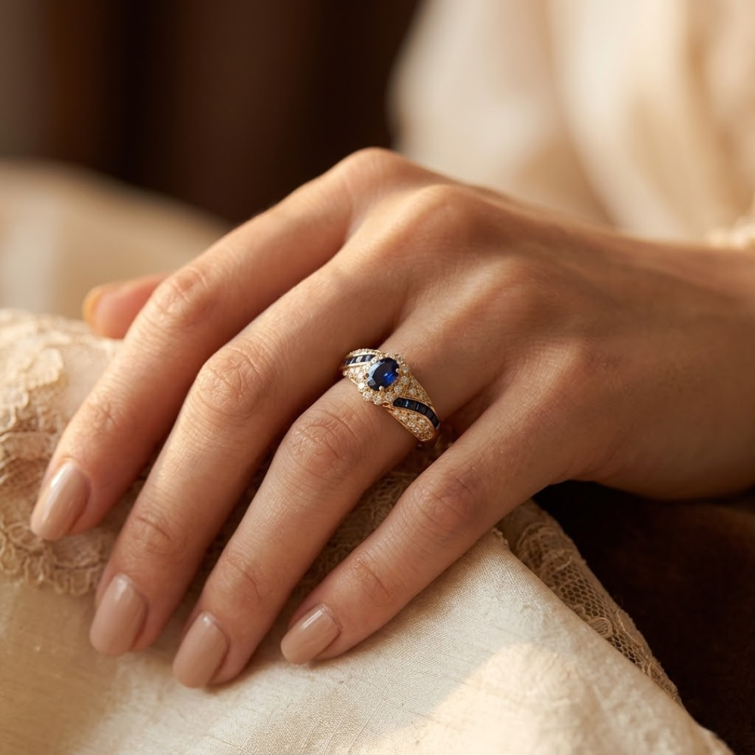 Anillo de oro con zafiro