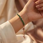Pulsera tenis ajustable de oro y esmeralda