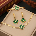 Emerald Clover Jewelry Set | 3 Pieces