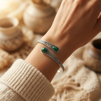 Pulsera vintage de esmeralda y plata
