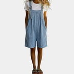 Clara | Mono de denim de algodón suave con efecto vintage lavado azul claro
