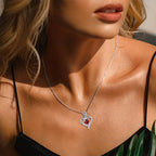 Collar con colgante de corazón de rubí plateado