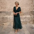 Mikaela | Vestido largo de hombros descubiertos que disimula la tripa