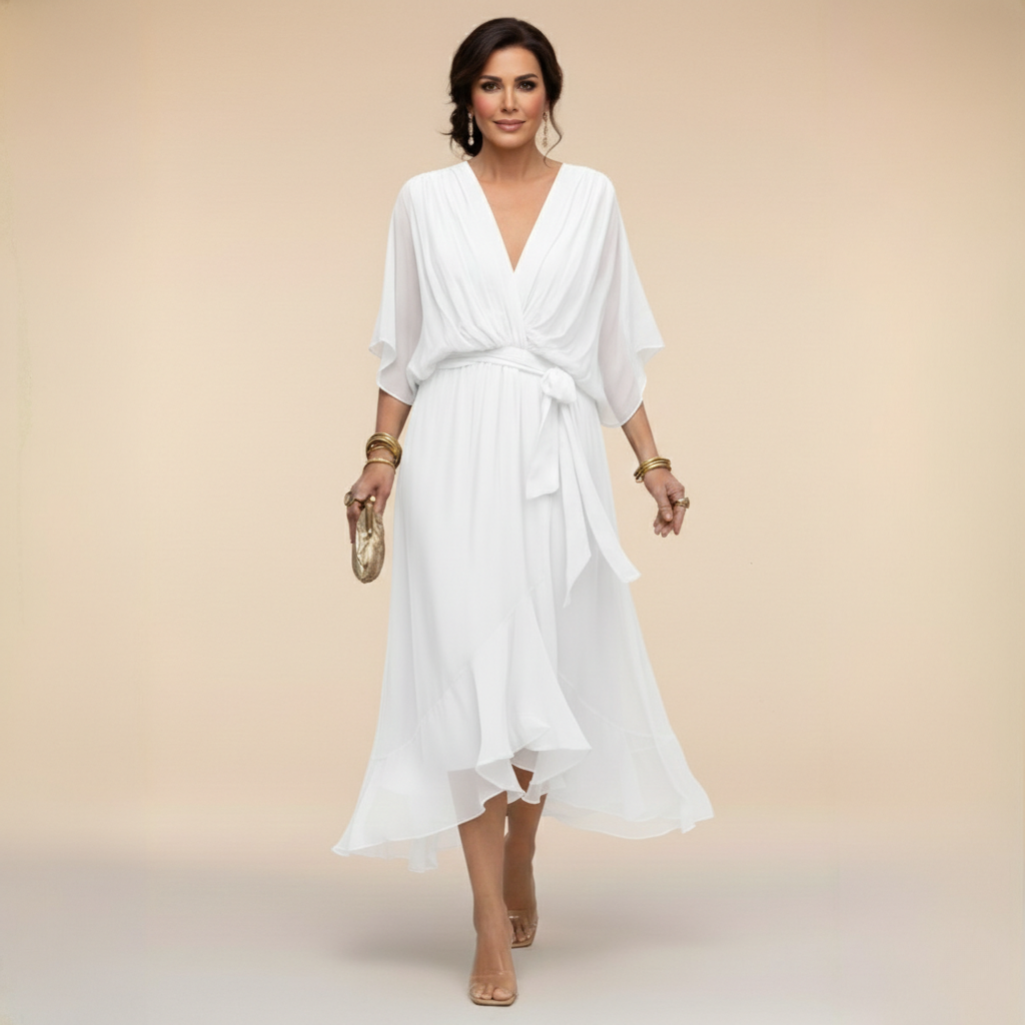 Valentina Monroe Chiffon V-Neck Dress