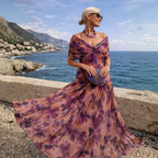 Mikaela | Vestido largo de hombros descubiertos que disimula la tripa