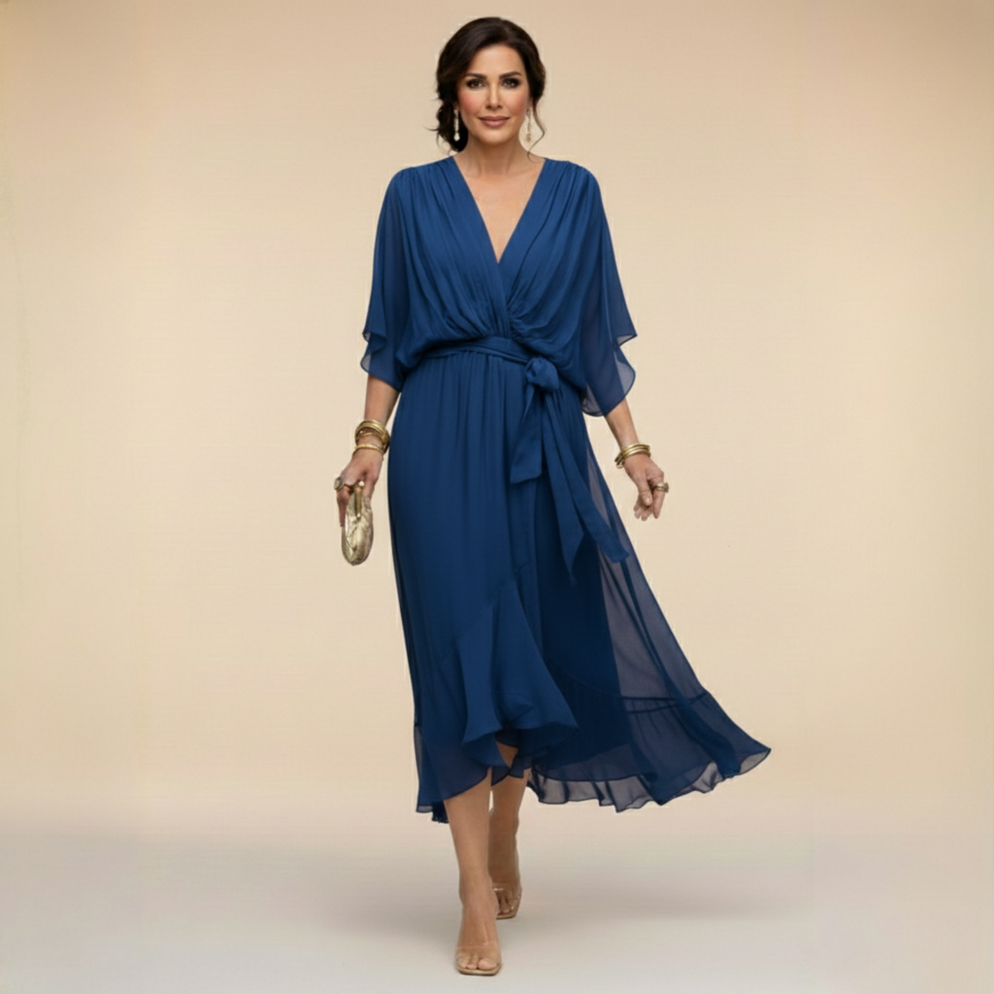 Valentina Monroe Chiffon V-Neck Dress