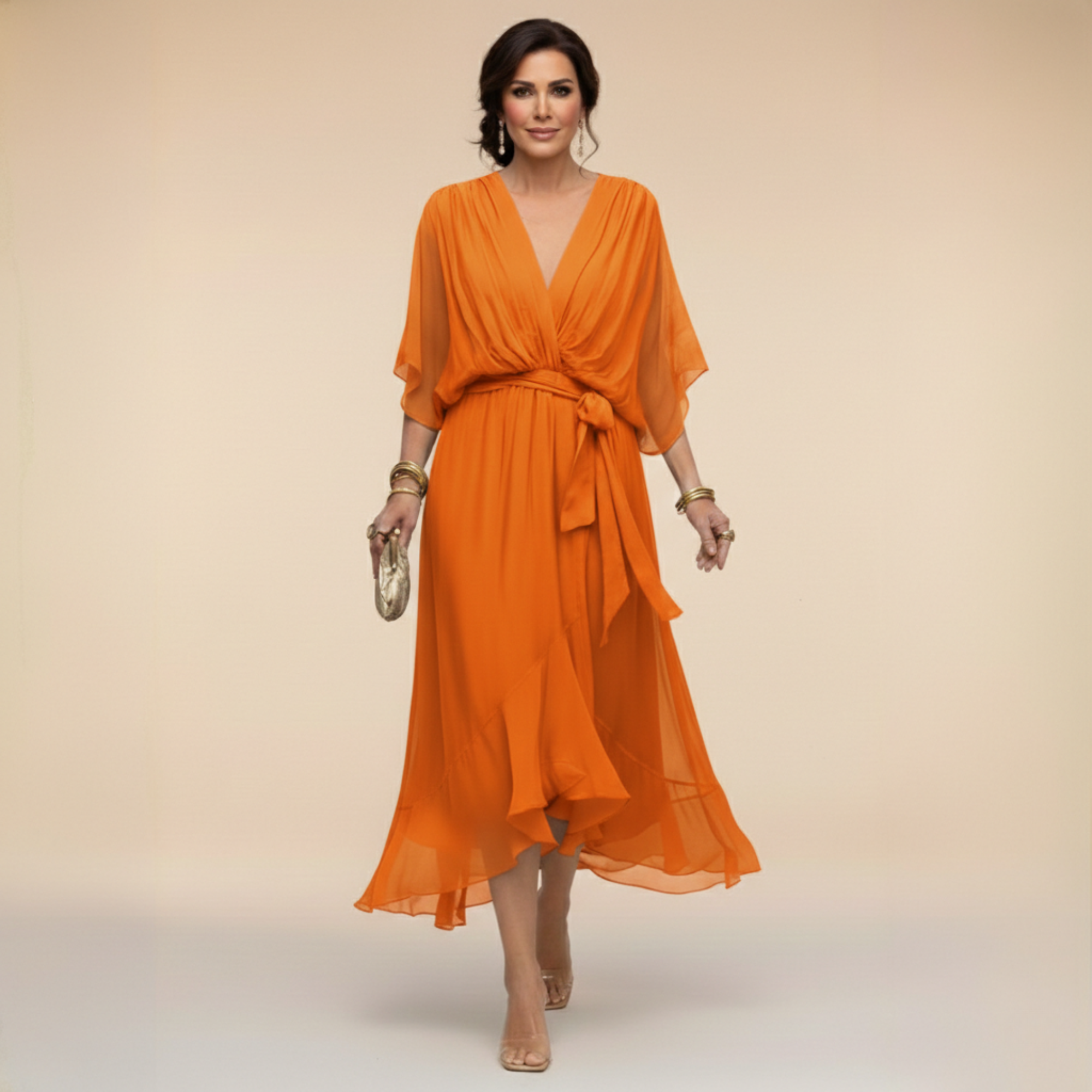 Valentina Monroe Chiffon V-Neck Dress