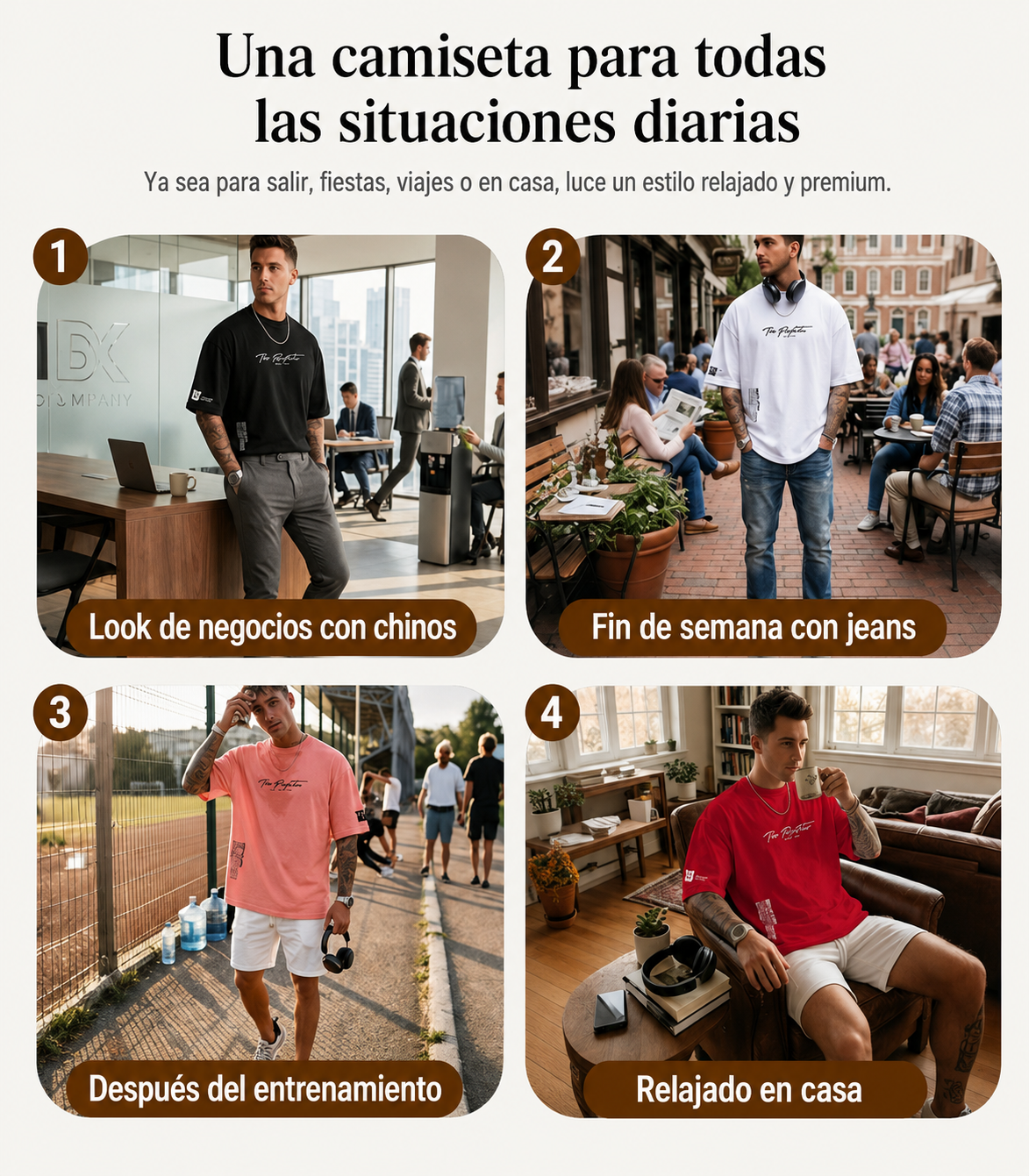 Camiseta Oversize para Hombre – Estilo Urbano, Corte Relajado y Tela Suave Premium