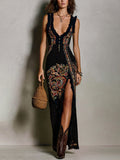 Vestido estampado bohemio con escote en V profundo