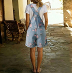 Judy | Denim lavado vintage con sensación de algodón suave overol floral