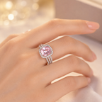 Anillo halo de oro con amatista