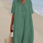 Sandra | Casual Linen-Textured V-Neck Dress