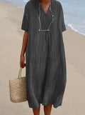 Sandra | Casual Linen-Textured V-Neck Dress