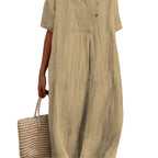 Sandra | Casual Linen-Textured V-Neck Dress