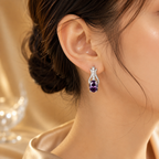 Pendientes colgantes de plata y amatista