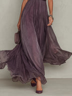 Vestido maxi de chiffón con escote en V morado
