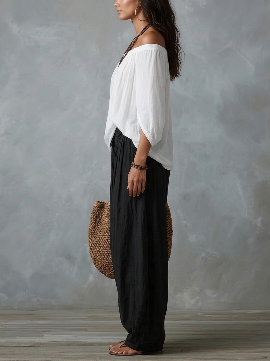 Isabella | Conjunto bohemio fluido con pantalón amplio