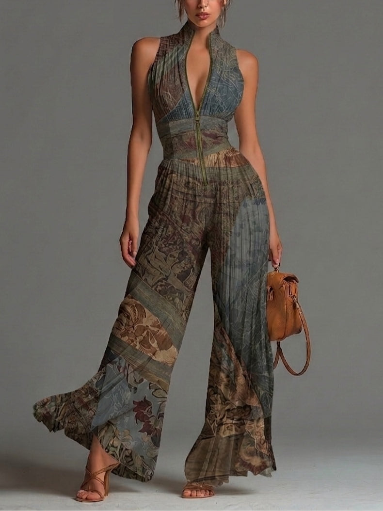 Mono sin mangas de chiffon con estampado étnico bohemio