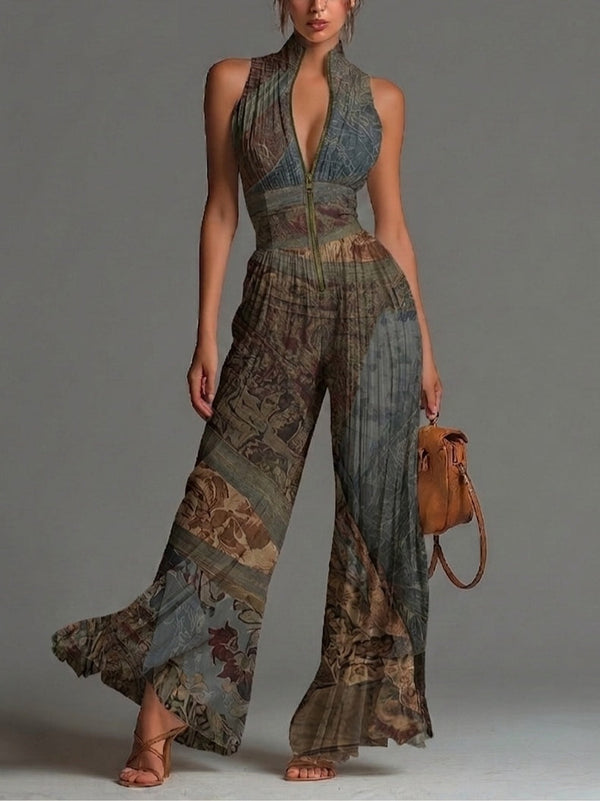 Mono sin mangas de chiffon con estampado étnico bohemio