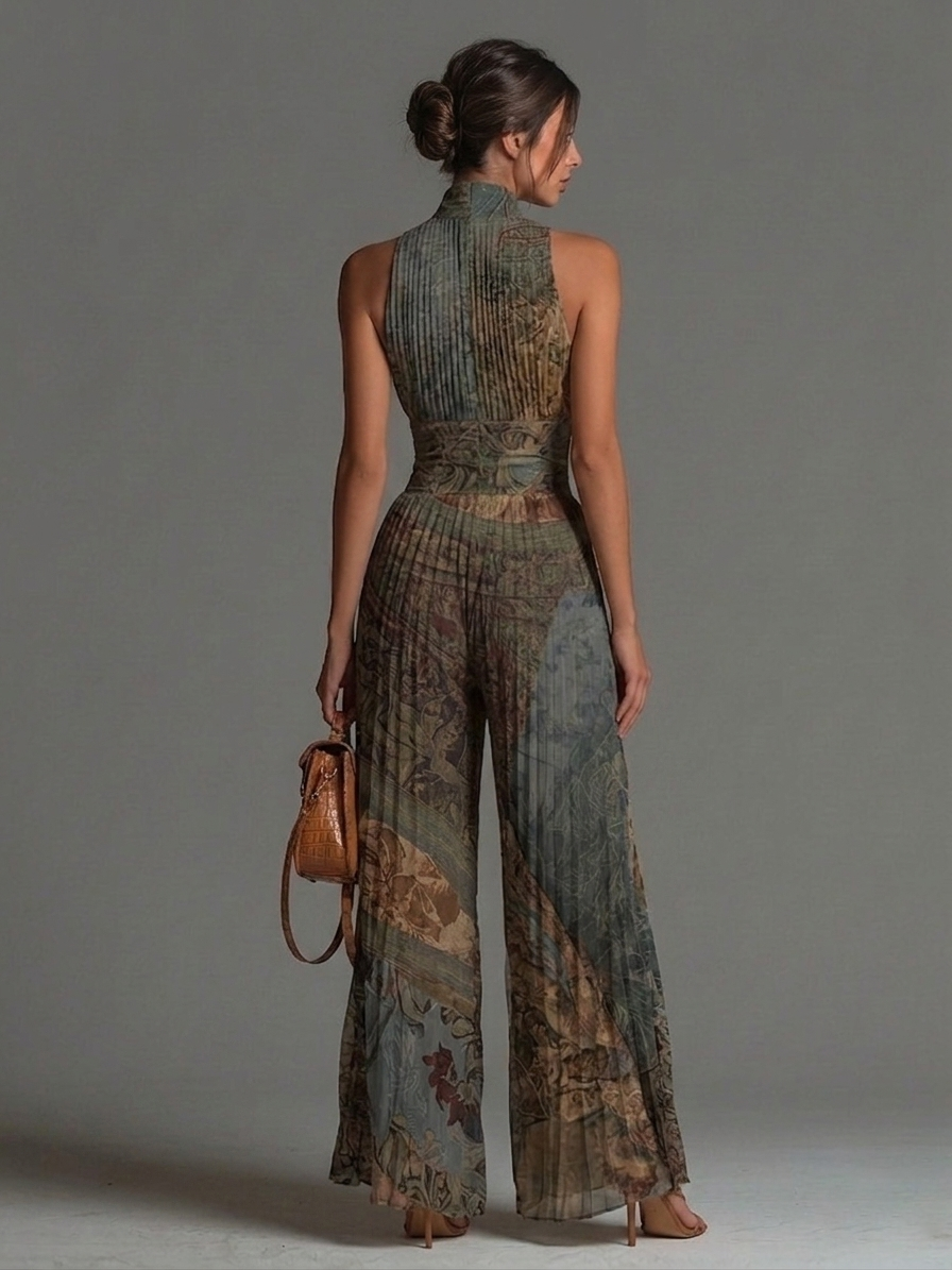 Mono sin mangas de chiffon con estampado étnico bohemio