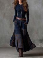 Élise | Vestido largo de efecto ante con cinturón