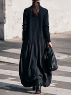 Vestido largo oversize de cuello alto con bolsillos