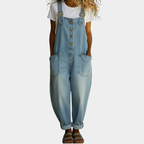 Mae | mono de denim de algodón vintage con tirantes ajustables