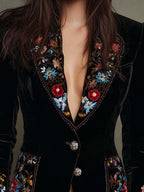 María - Blazer Bordado con Estampado Floral Multicolor