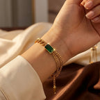 Pulsera de cadena de oro y esmeralda