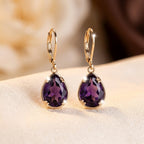 Pendientes de oro con gota de amatista