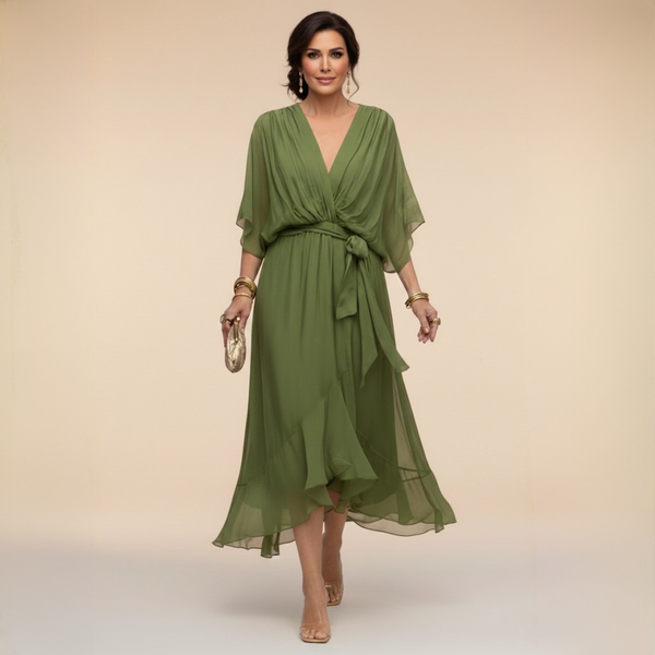 Valentina Monroe | Vestido de chifón con escote en V