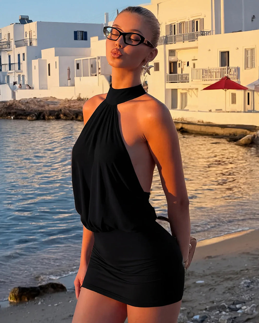 Isla Backless Halter Mini Dress