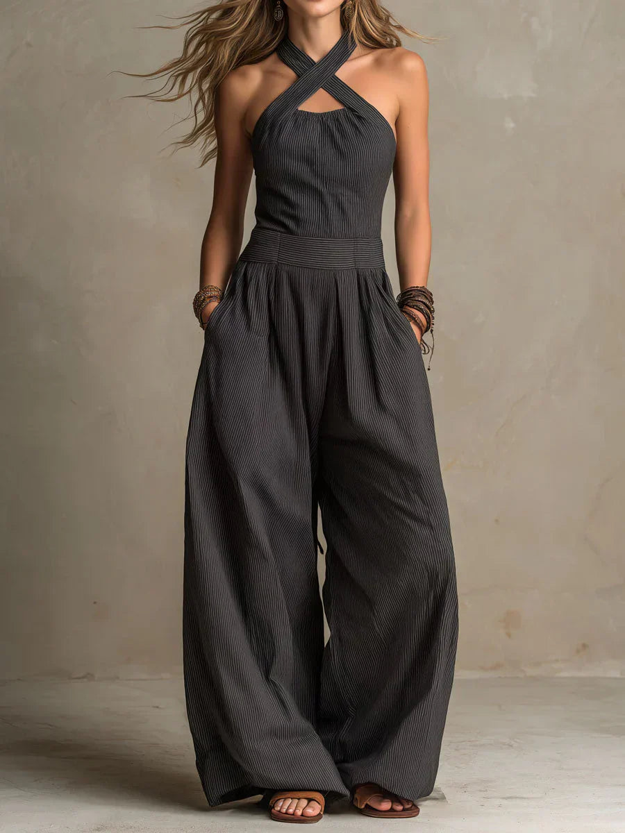 Isabella | Mono largo fluido con escote halter