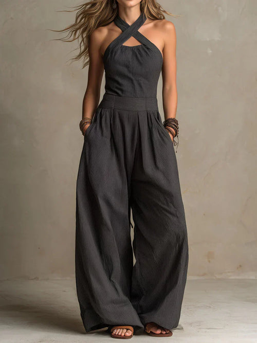 Isabella | Mono largo fluido con escote halter