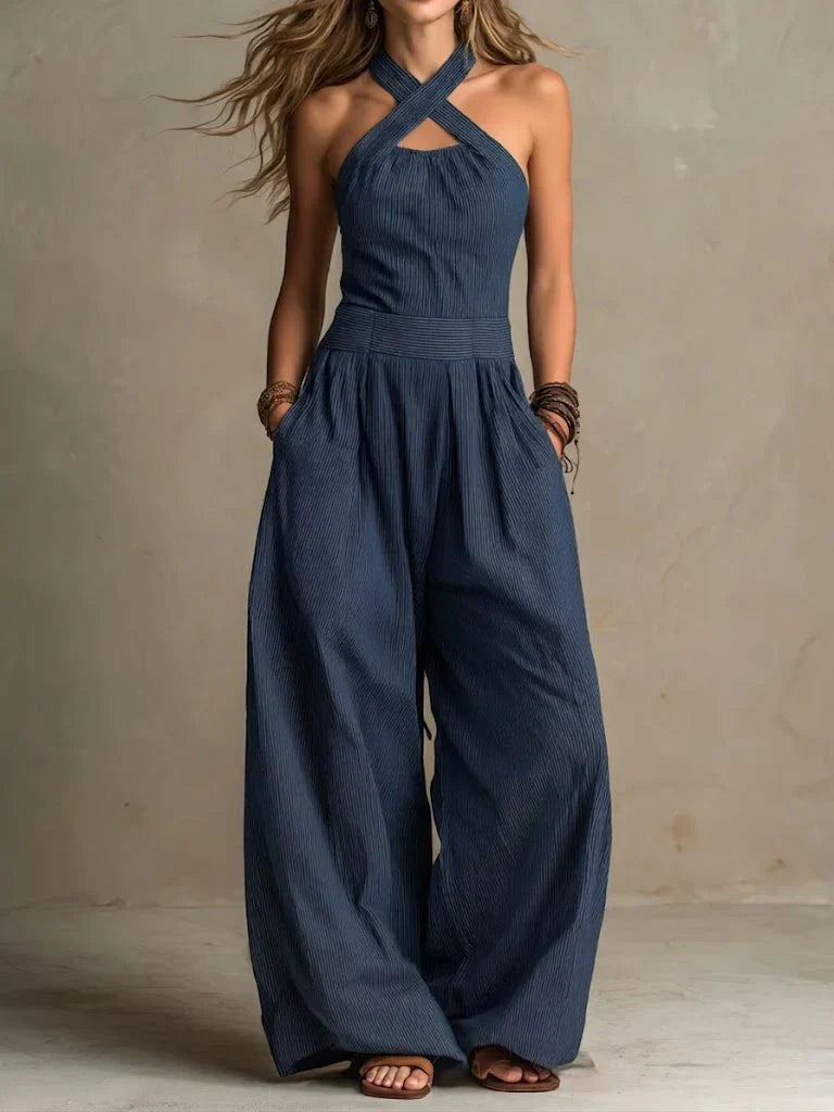 Isabella | Mono largo fluido con escote halter